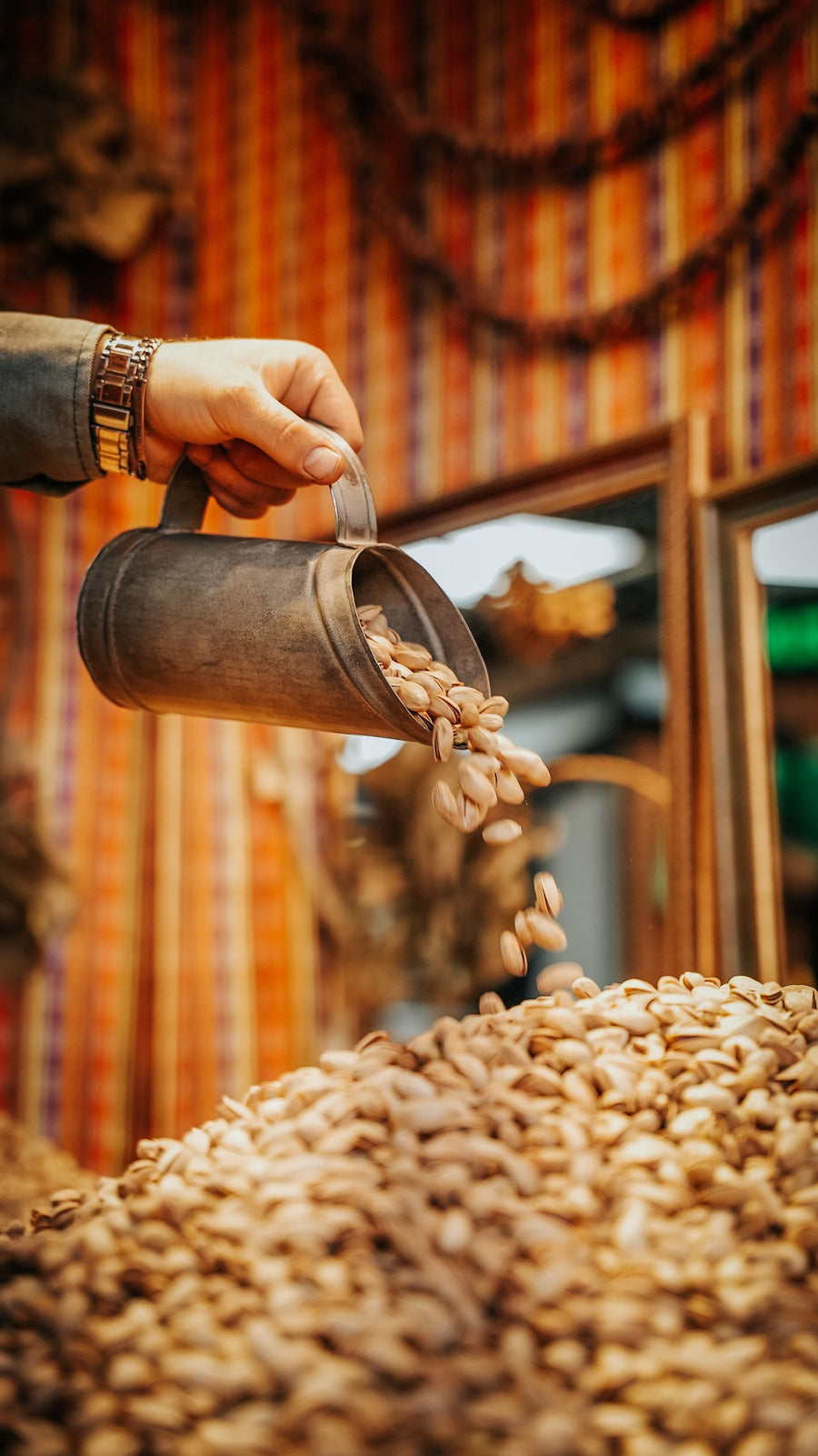 Scooping pistachios